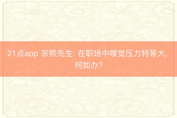 21点app 宗熙先生: 在职场中嗅觉压力特等大, 何如办?
